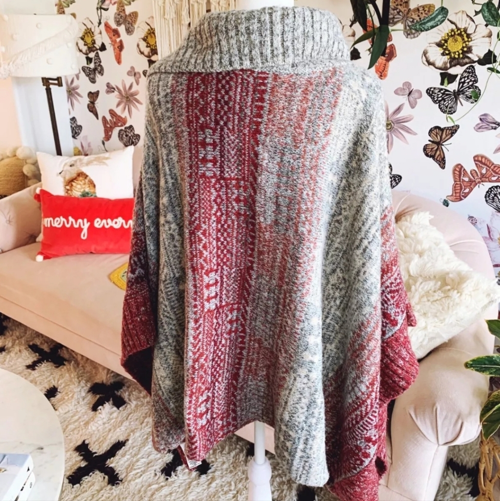 Free People Willow Poncho Sweater Button Turtleneck Alpaca Blend size XS - Picture 6 of 7